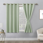 Hiasan Blackout Curtains For Bedroom, 52 X 54 Inches Long - Thermal Insulated & Light Blocking Window Curtains For Living Room/Kids Room, 2 Drape Panels Sewn With Tiebacks, Seafoam Green