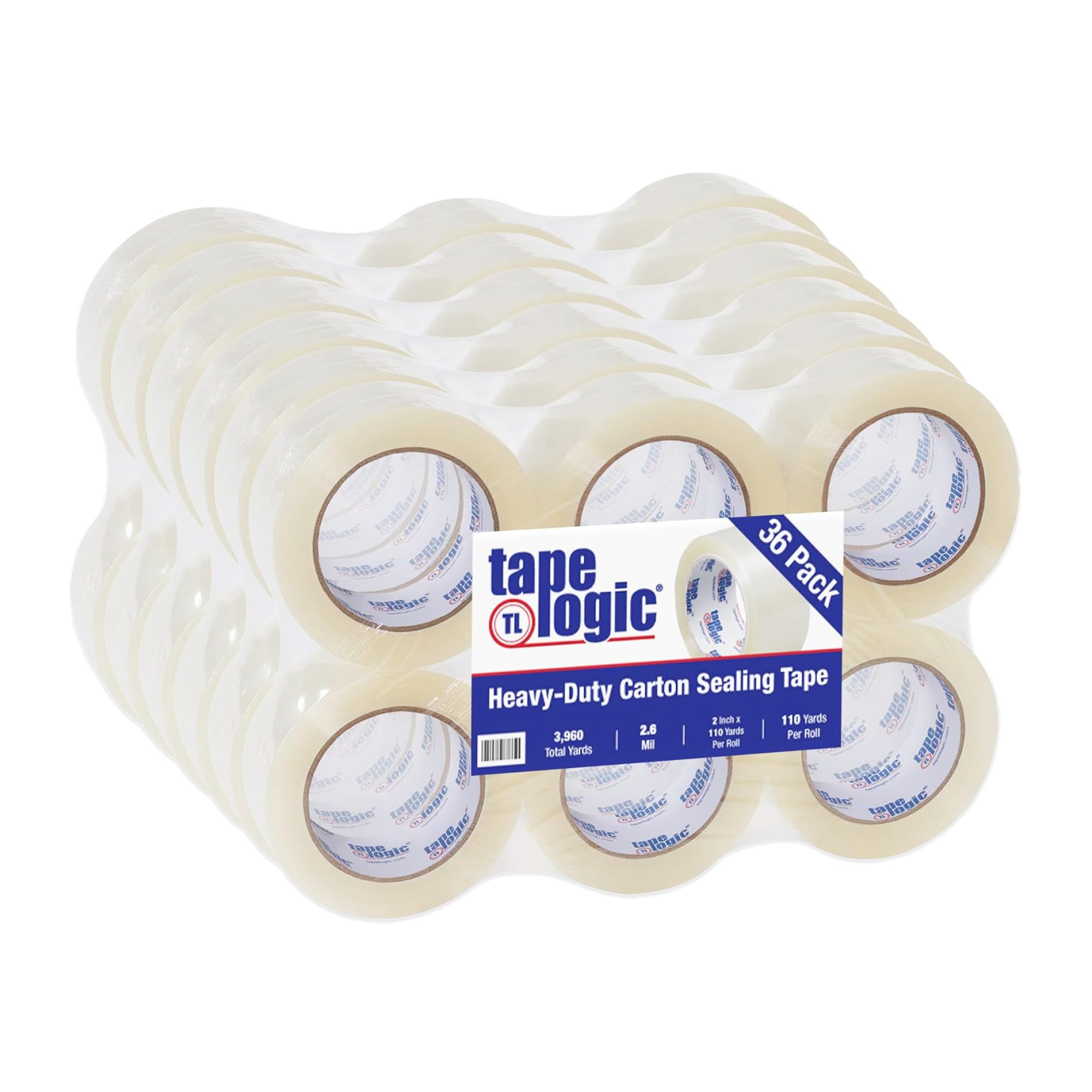 Tape Logic 2' X 110 Yds Acrylic Packing Tape 2.6 Mil, Clear (36-Pack) Heavy Duty Packing Tape Rolls For Sealing Boxes At Home,