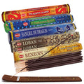 Hem Incense Sticks Variety Pack #5 and Incense Stick Holder Bundle with 5 Money and Success Themed Fragrances