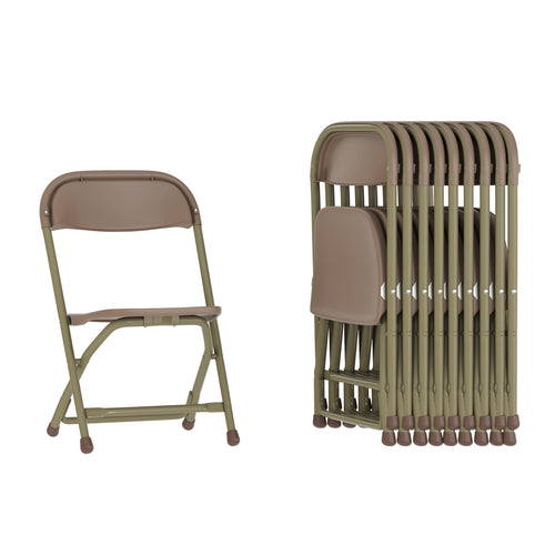 10 Pk. Kids Brown Plastic Folding Chair