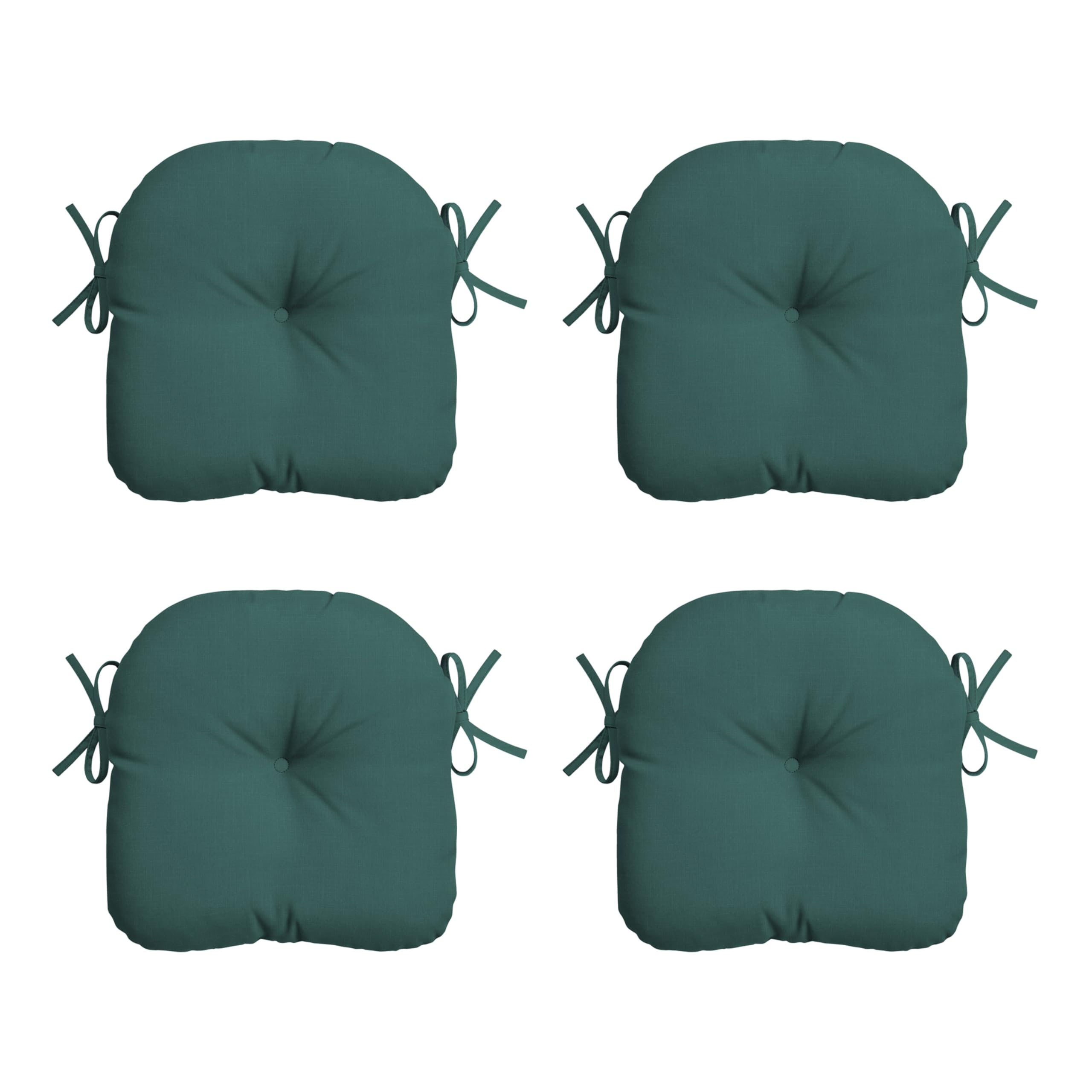 Arden Selections Outdoor Tufted Bistro Seat Cushion, Set Of 4, 14.5 In X 15 In, Rain-Proof, Fade Resistant 14.5 X 15, Peacock Bl