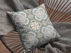 HomeRoots Orange and Light Blue On White Broadcloth 28â€ Blue Orange Mandala Indoor Outdoor Throw Pillow