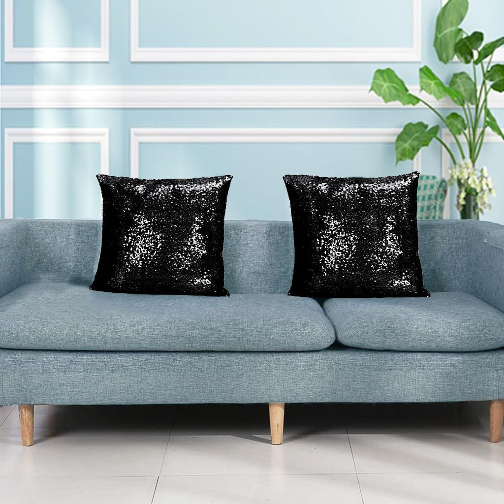 Shinybeauty Black Pillow Covers Decorative Throw Pillow Sofa Pillow Covers 20X20-Inches Black Pillow Cases Set Of 2 Pillow Cover