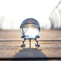 ZEERSHEE 60mm Sparkling Clear Crystal Ball with Stand Handcrafted Photography Prop for Magical Shots Elegant Home & Party Decor 