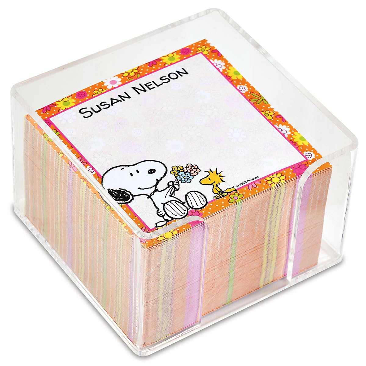 Current Snoopy Personalized Note Sheets In Cube - 400-Sheets, 3 1/2 Inches, Plastic Case, Peanuts Memo Sheets, Shopping List, To