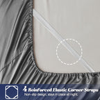 Mr&Hm Satin Fitted Sheet California King Size, Silky Bottom Sheet With Elastic Corner Straps, Deep Pocket Up To 15 Inch, No More