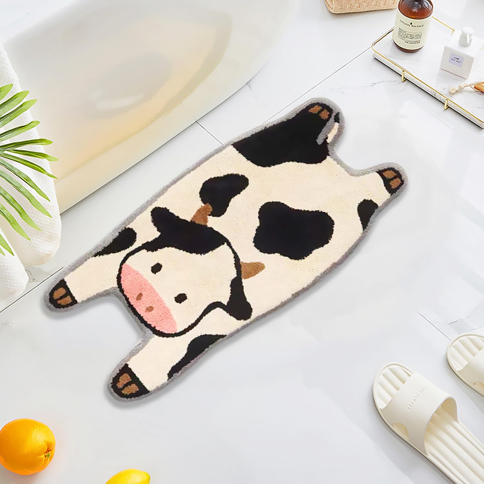 Ukeler Nursery Kids Rug, Cute Cow Bathroom Rugs For Kids Funny Shaggy Accent Bedroom Rugs Girls Rug Children Rug Non-Slip Bath R