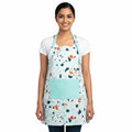 Encasa Xo Cotton Kitchen Apron  Adjustable Straps & Front Centre Large Pocket  Stain Resistant  Terrazzo Mint  64X86 Cm For