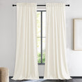 Nicetown Ivory White Velvet Curtains 90' Length For Bedroom Living Room, Room Darkening Velvet Curtains Thermal Insulated, Luxu