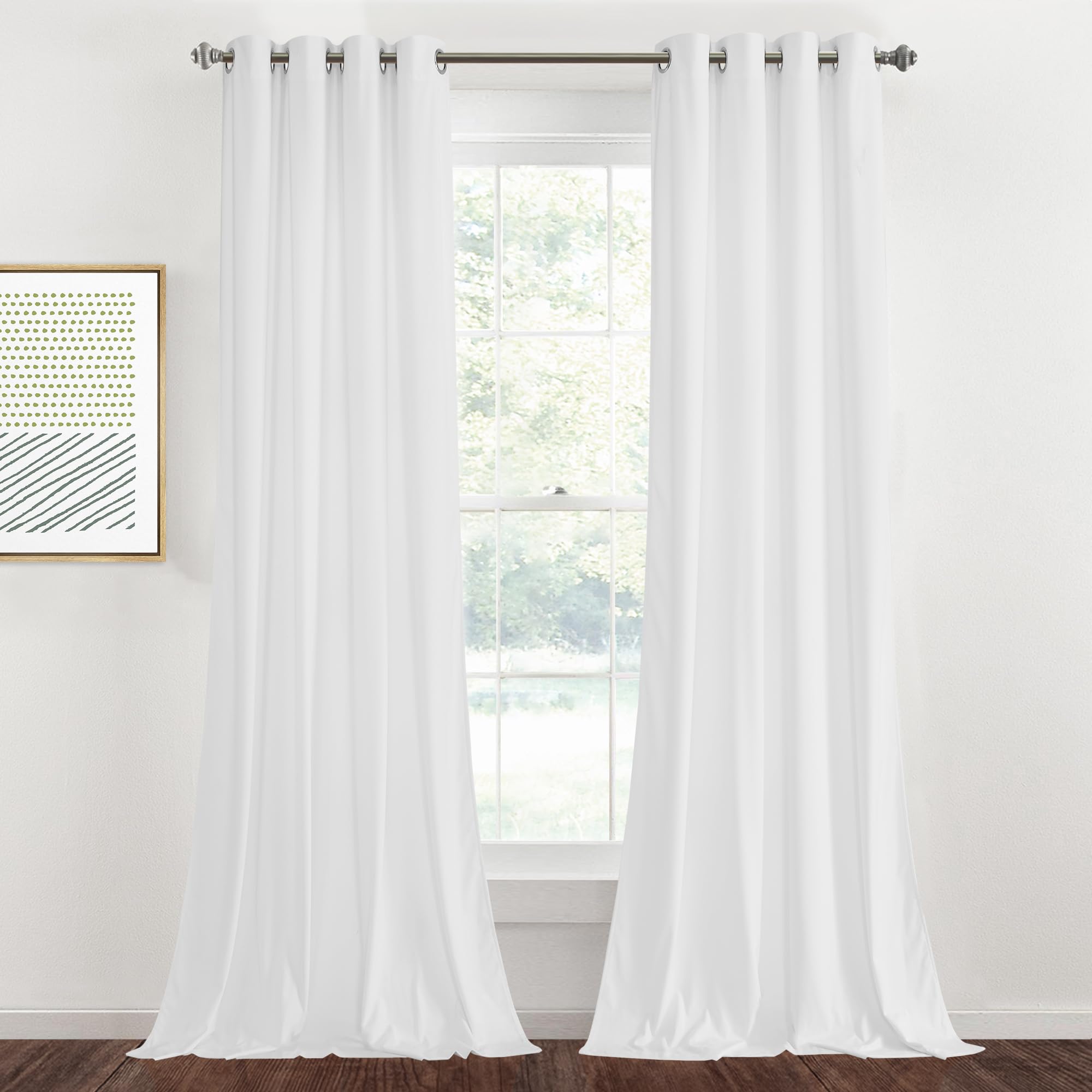 Stangh Bleach White Velvet Curtains 90 Inches Long, Light Dimming Privacy Protect Window Treatment Grommet Home Decor For Living