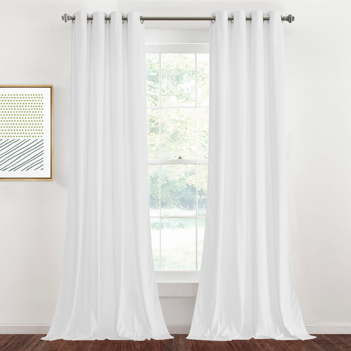 Stangh White Curtains 96 Inches Long, Super Soft Velvet Privacy Added Bedroom Window Drapes For Nursery Kids, Grommet Door Cover