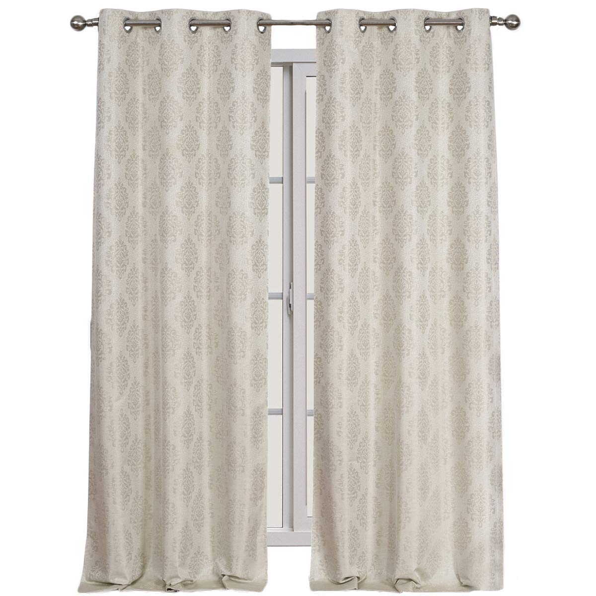 Royal Tradition Paisley 76-Inch Wide x 96-Inch Long, Set of 2, Jacquard Thermal Insulated Grommet Top Room Darkening Curtains, B