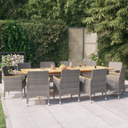 vidaXL Patio Dining Set 11 Piece with Cushions Garden Outdoor Terrace Balcony Dining Dinner Dinette Table Armchair Seat Seating Furniture Gray