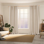 Bgment Faux Linen Curtains 90 Inches Long Set Of 2 Panels, Living Room Long Curtains Burlap Textured Thick Light Filtering Privacy Grommet Window Treatments, 52 X 90 Inch, Light Beige