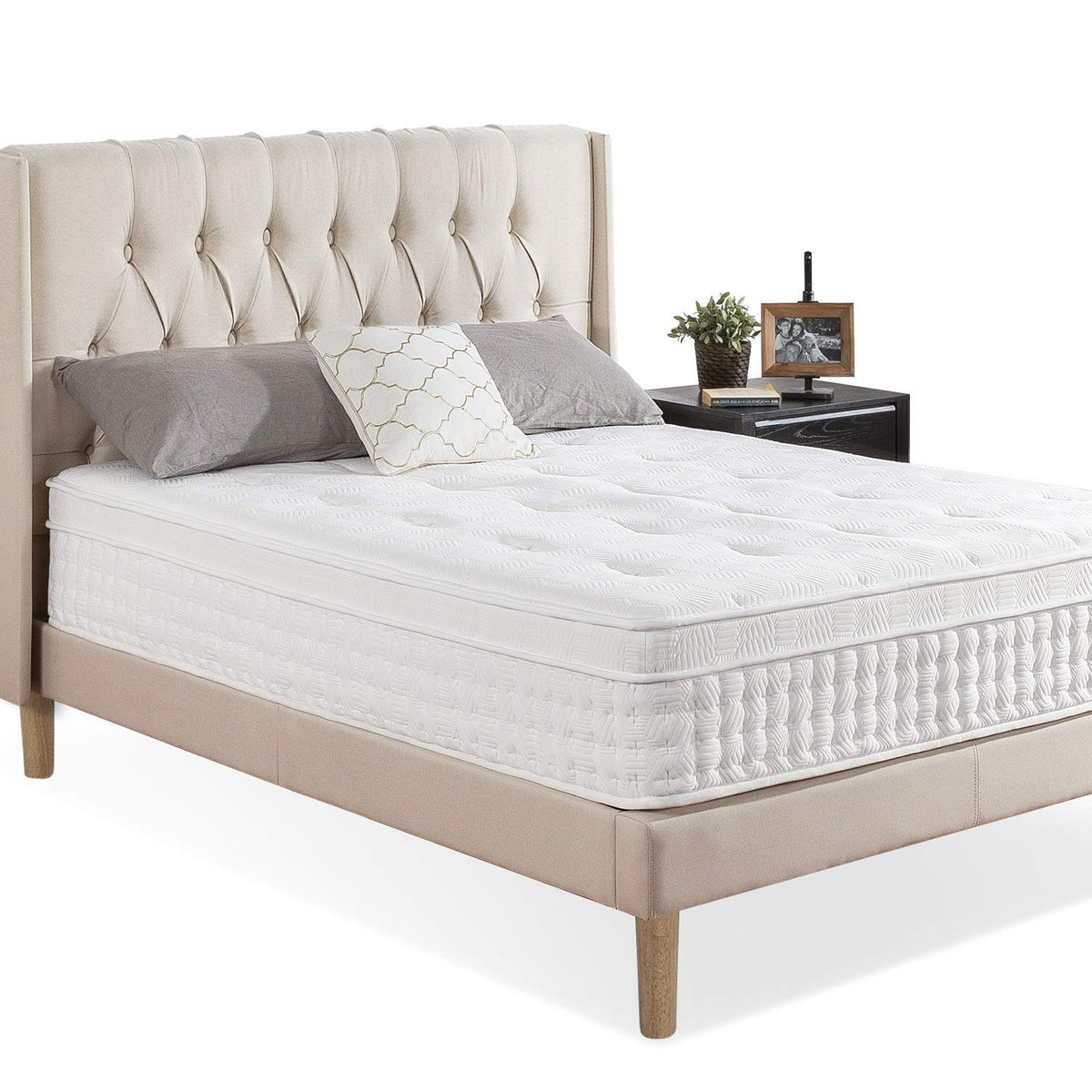 ZINUS 13 Inch Euro Top Pocket Spring Hybrid Mattress, Queen, Pressure Relief, Pocket Innersprings for Motion Isolation, Mattress