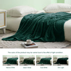 Exclusivo Mezcla Forest Green Fleece King Size Blanket For Bed, 90X104 Inches Soft Cozy 3D Decorative Jacquard Flannel Blankets,