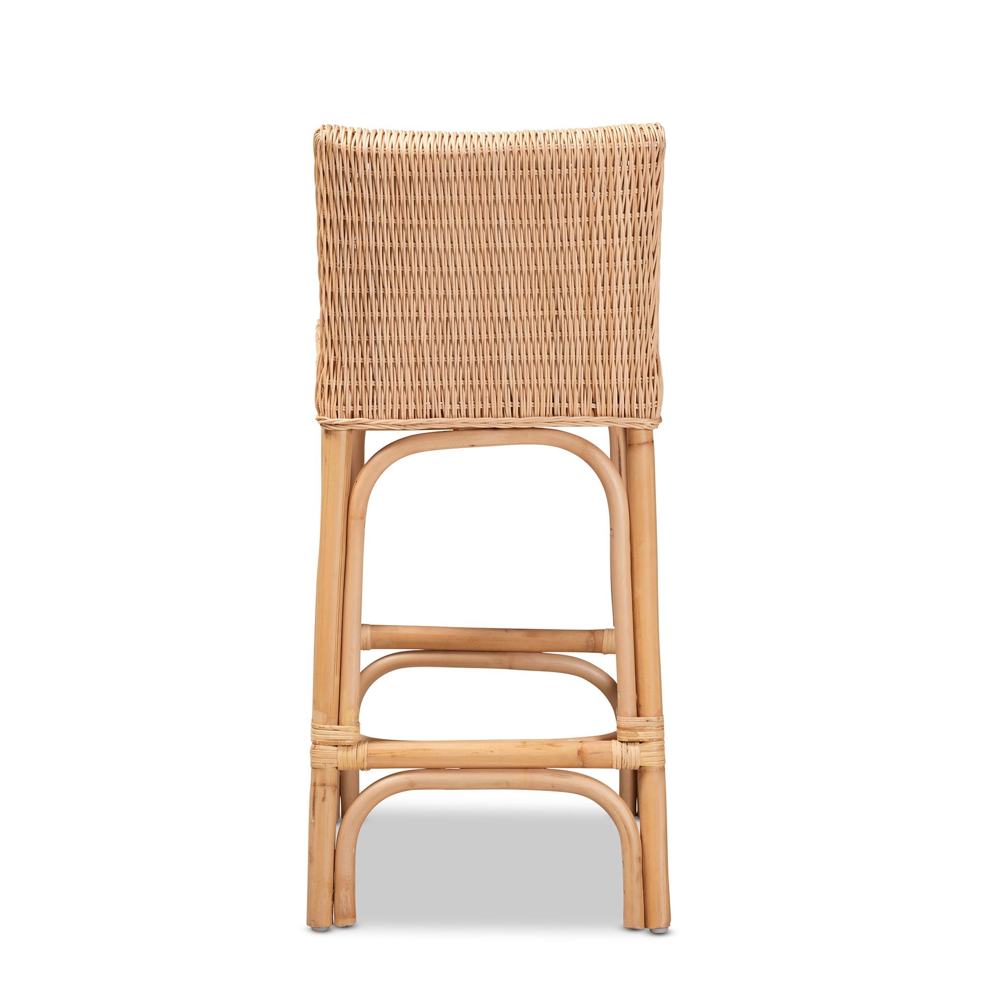 Baxton Studio Athena Modern and Contemporary Natural Finished Rattan Counter Stool