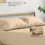Thread Spread Glee King Size Pillow Cases 2 Pc, Soft & Smooth 100% Cotton Pillowcases, 400 Thread Count Sateen Weave, Taupe Pillow Covers - Perfect For Home, Hotels & Hospital Use