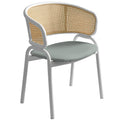 Ervilla - Dining Chair - White frame in Grey Leather