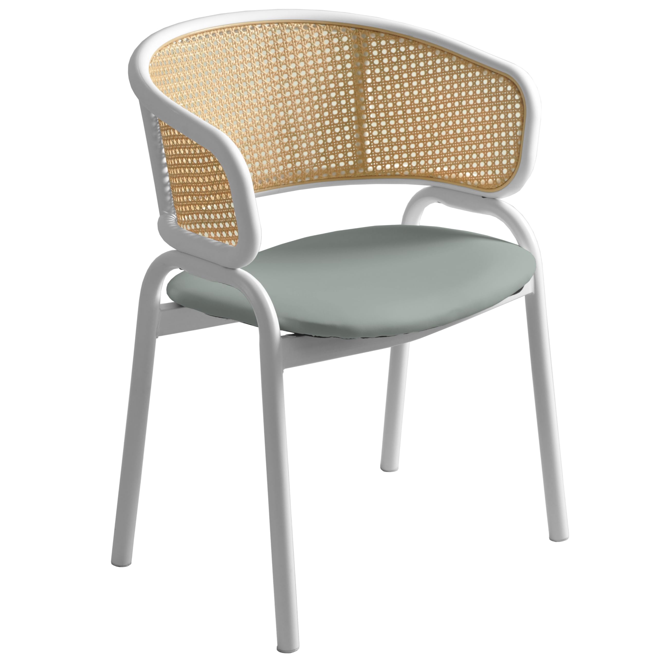 Ervilla - Dining Chair - White frame in Grey Leather