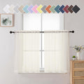 Aiyufneg Ivory Sheer Curtains 36 Inch Length Kitchen Tiers Short Voile Curtains/Drapes Solid Sheers Cafe Curtains Voile Bathroom