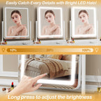 Gvnkvn Makeup Vanity Mirror With Lights 15.2' Large Led Lighted Mirror, Hollywood Make Up Mirror With Lighting For Bedroom Tabl