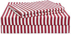 Red Striped Sheets Set Queen Size 4 Piece - Super Soft, Easy Care & Breathable Red And White Pinstripe Bed Sheet Set With 16-Inc