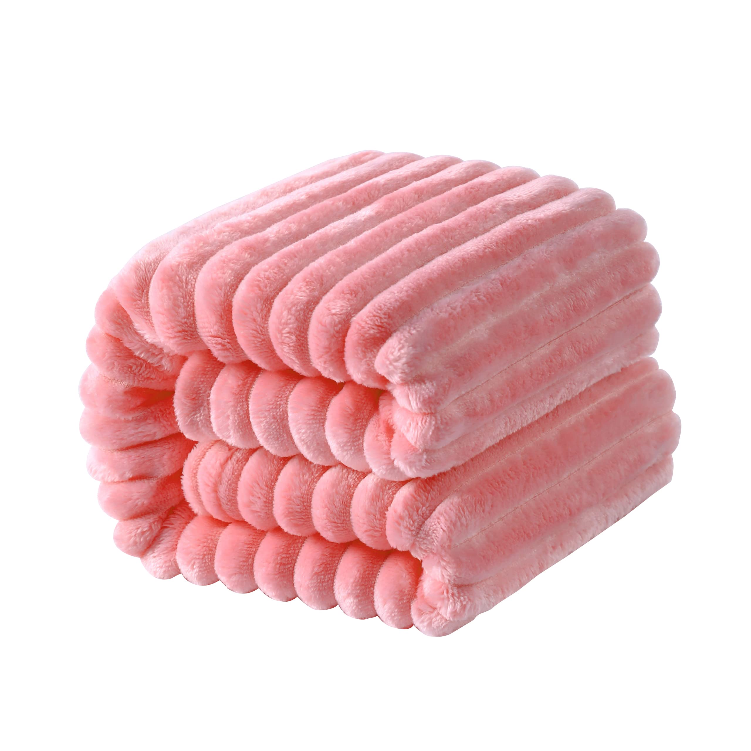 Ntbay Plush Flannel Oversized Baby Blanket, 50X60 Inches Soft And Warm Toddler Blanket With Striped Texture Nursery Bed Blanket