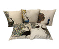 Shopping Tree Peacock Design Printed Canvas Cotton Cushion Cover Sofa 12X12 Inches, Set Of 5 PcsFor Living