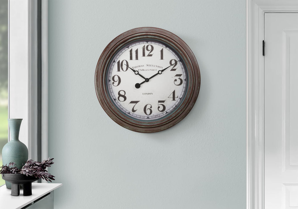 Monarch Specialties I 9049 Clocks, 20' Round, Wall Clock, Antique Brown, Transitional