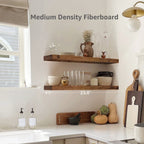 QEEIG Floating Shelves Rustic Brown Engineered Wood 24 x 9 inch Set of 2 Mounted Bathroom Shelves