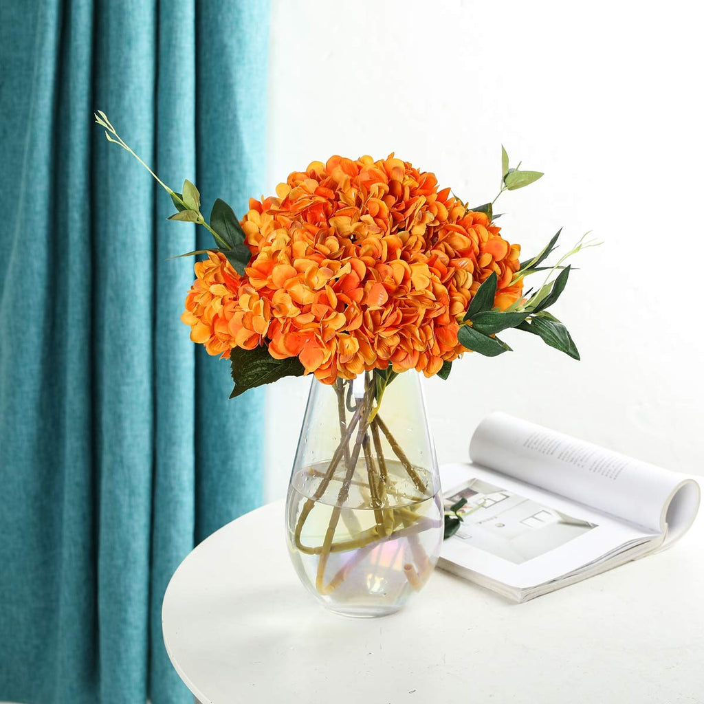 Kisflower 6Pcs Silk Hydrangea Artificial Flowers Realistic Hydrangea Halloween Fall Flowers Bouquet For Wedding Party Office Hom