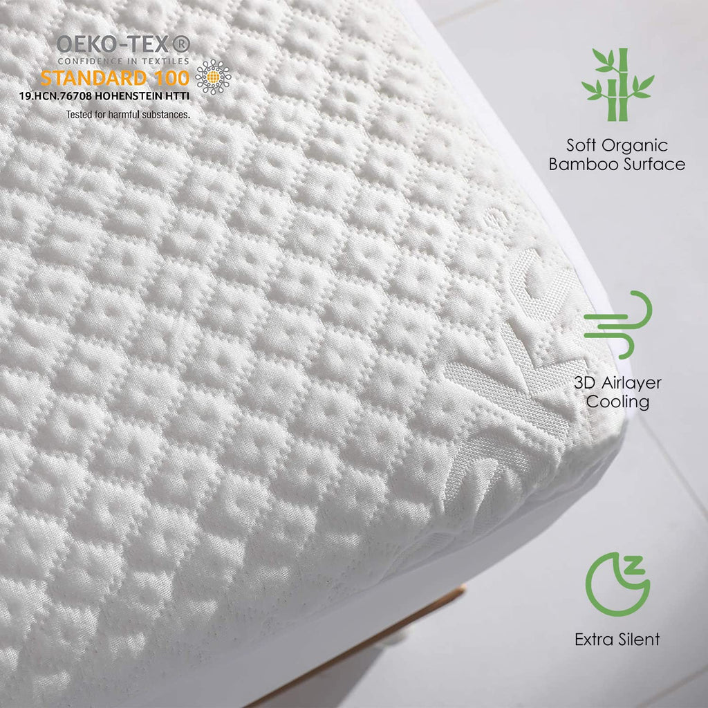 California King Size Waterproof Mattress Protector Rayon From Bamboo Fitted Mattress Pad Cover With Deep Pocket Up To 18'
