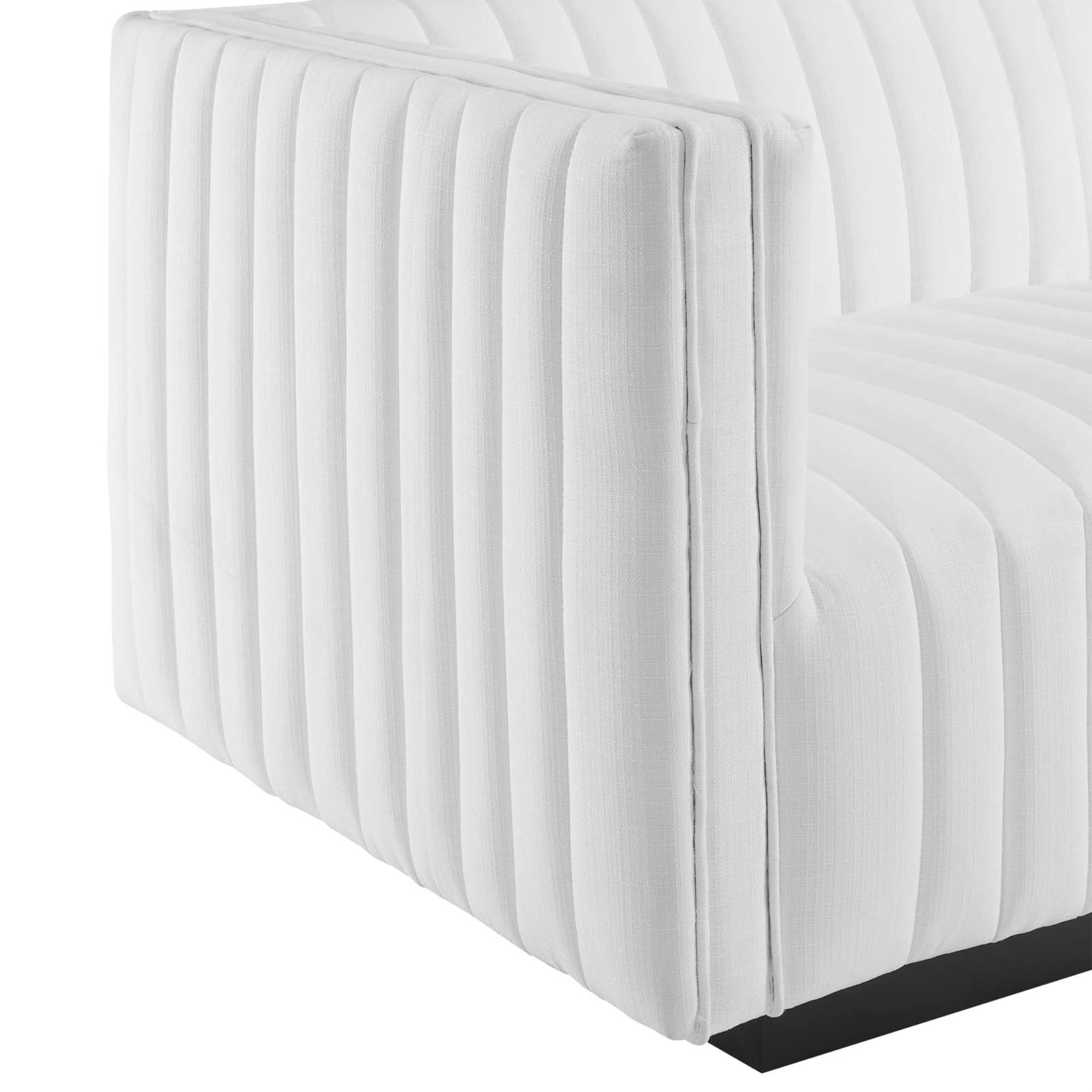 Modway Conjure Modern Channel Tufted Fabric Left-Arm Chair In White