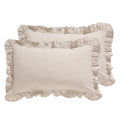 Patdrea Linen Decorative Throw Pillow Covers 12'X20' Set Of 2, Farmhouse Linen Pillow Covers With Ruffles, Square Sturdy Throw
