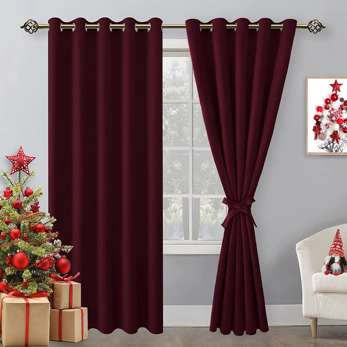 Hiasan Blackout Curtains For Bedroom, 60 X 84 Inches Long - Thermal Insulated & Light Blocking Window Curtains For Living Room C