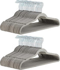 Amazon Basics Slim, Velvet, Non-Slip Suit Clothes Hangers, Gray/Silver - Pack of 100