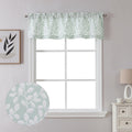 Chyhomenyc Anna White Green Valances For Windows 14 Inches Long 2 Pieces, Light Filtering Soft 3D Embossed Textured Fabric Curta