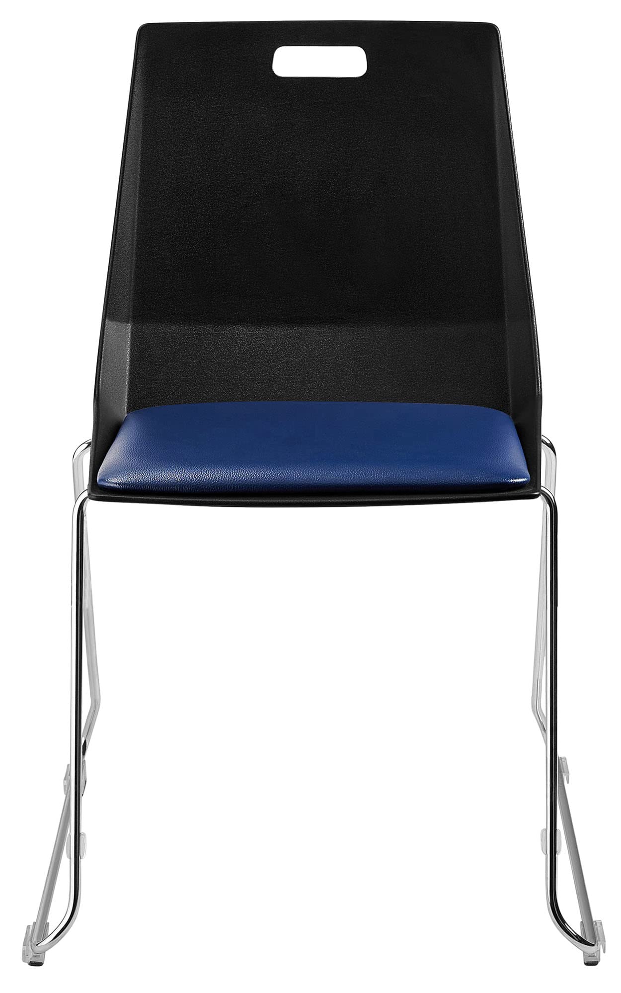 National Public Seating NPS LuvraFlex Stack Chair with Polypropylene Back/Padded Seat - Black/Blue