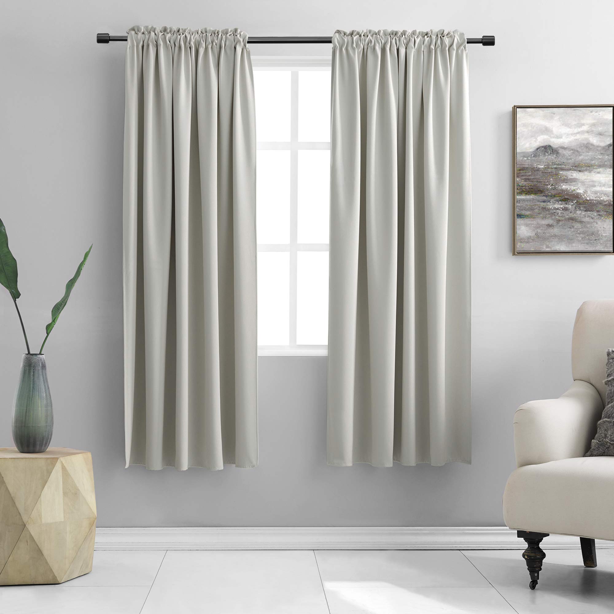 Donren Light Grey Blackout Curtains For Bedroom -Thermal Insulated Window Treatment Rod Pocket Curtain Drapes (52 W X 72 L,Set O