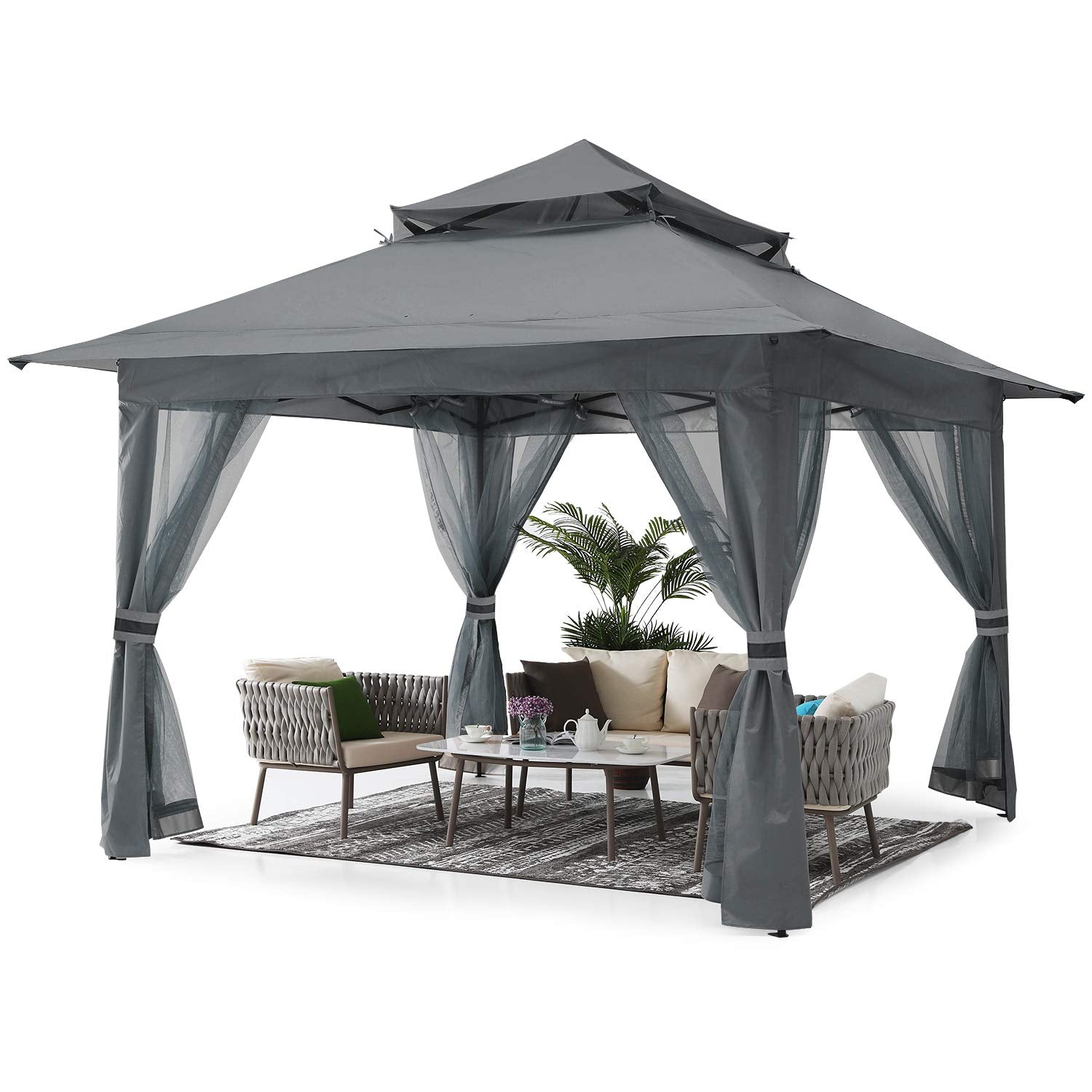 Abccanopy Pop Up Gazebo 13X13 - Outdoor Canopy Tent With Mosquito Netting For Patio Garden Backyard(Gray)