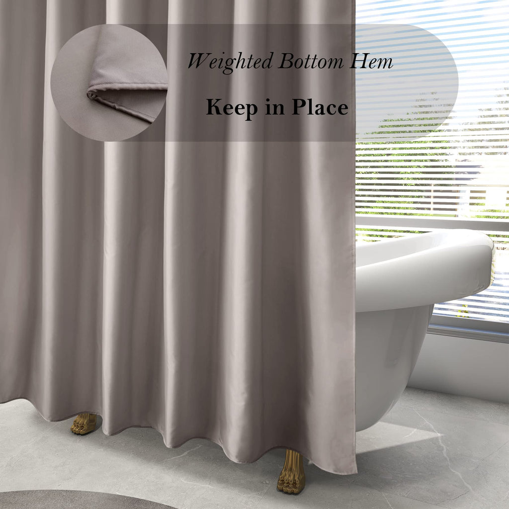Aoohome Extra Long Shower Curtain 72X78 Inch, Fabric Shower Curtain Liner For Hotel With Hooks, Weigthed Hem, Water Repellent, C
