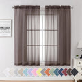 Aiyufeng Chocolate Sheer Curtains 63 Inches Long 2 Panels, Solid Voile Top Dual Rod Pockets Stylish Breathable Drapes Window Tre