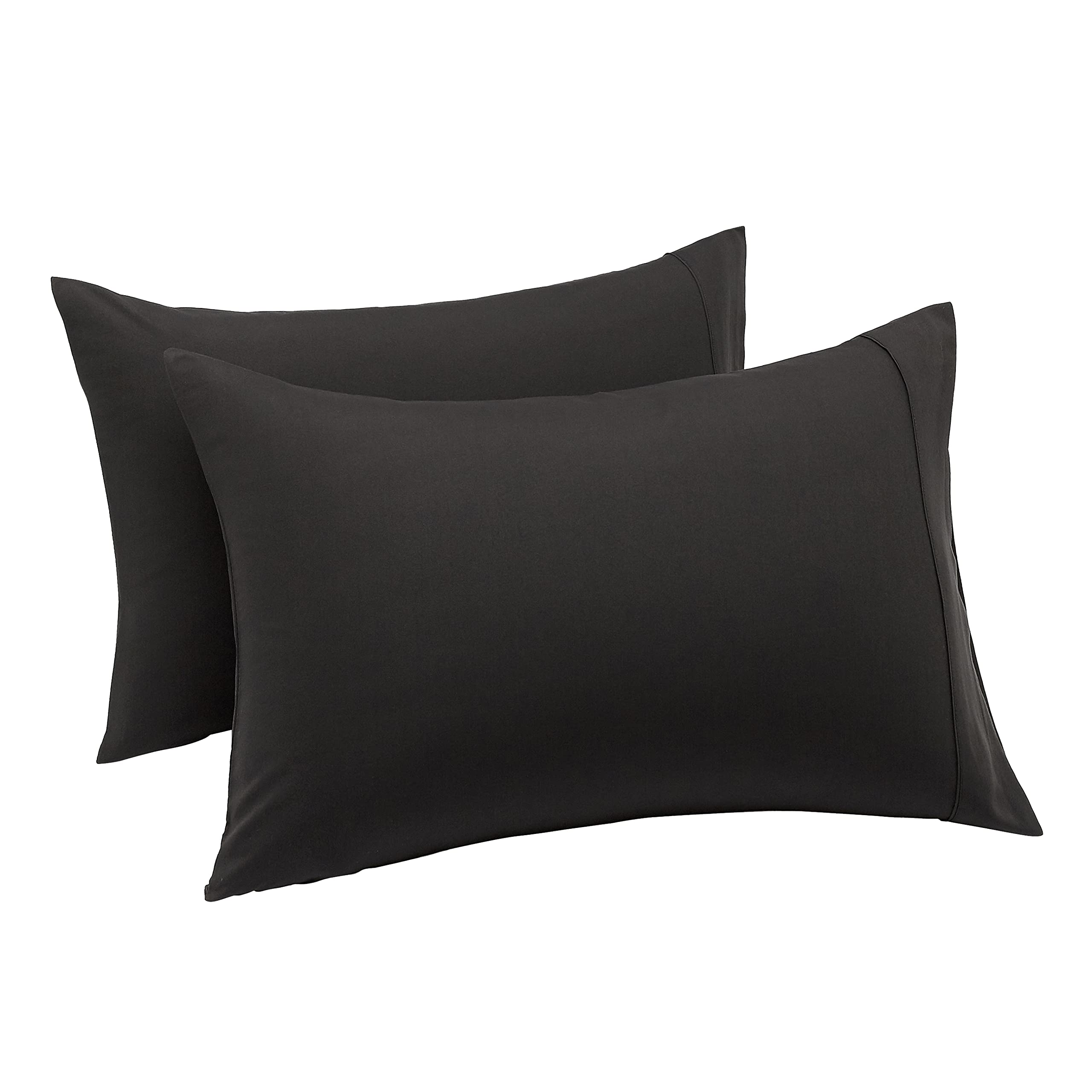 Amazon Basics Standard Pillow Cases Set of 2 - Lightweight, Super Soft Easy Care Microfiber, Black, 30 L x 20 W, Pillows Not Inc