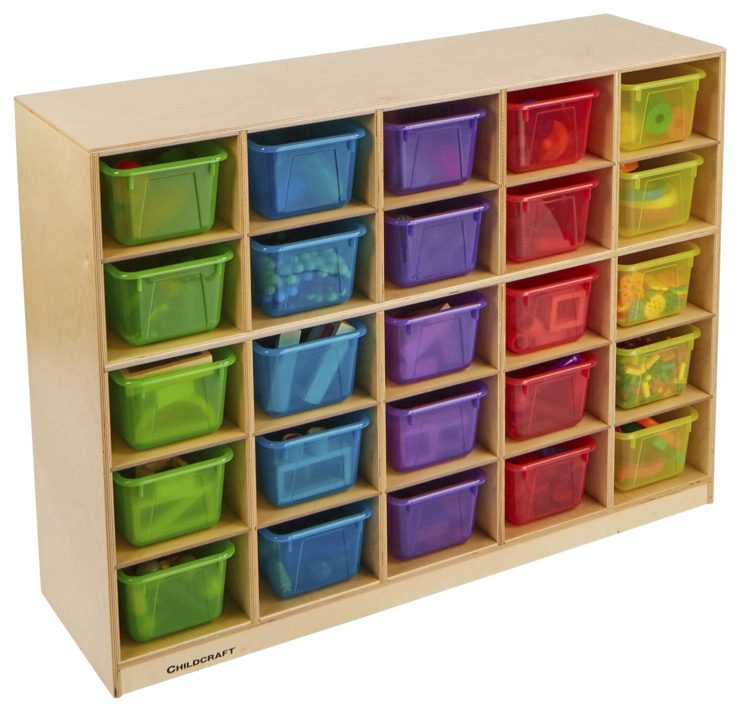 Childcraft Mobile Cubby with 25 Translucent Color Trays, 47-3/4 x 14-1/4 x 36 Inches