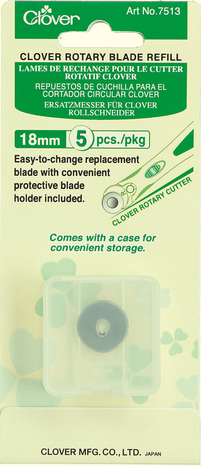 Clover Rotary Blade Refill 5/Pkg, 18Mm X5, Multicolor