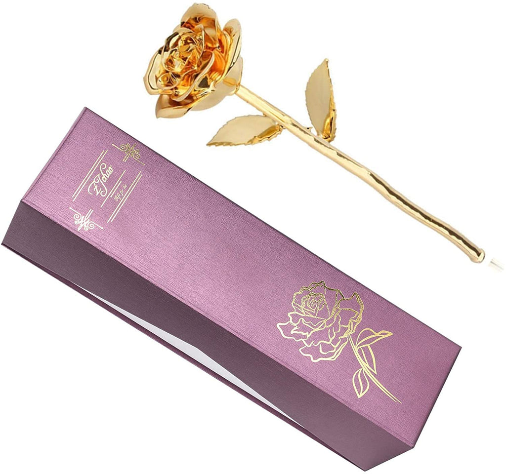 24K Gold Rose For Her, Eternal Love Real Golden Plated Preserved Eternal Rose Flower, Best Present For Anniversary Day Wife/Mom/