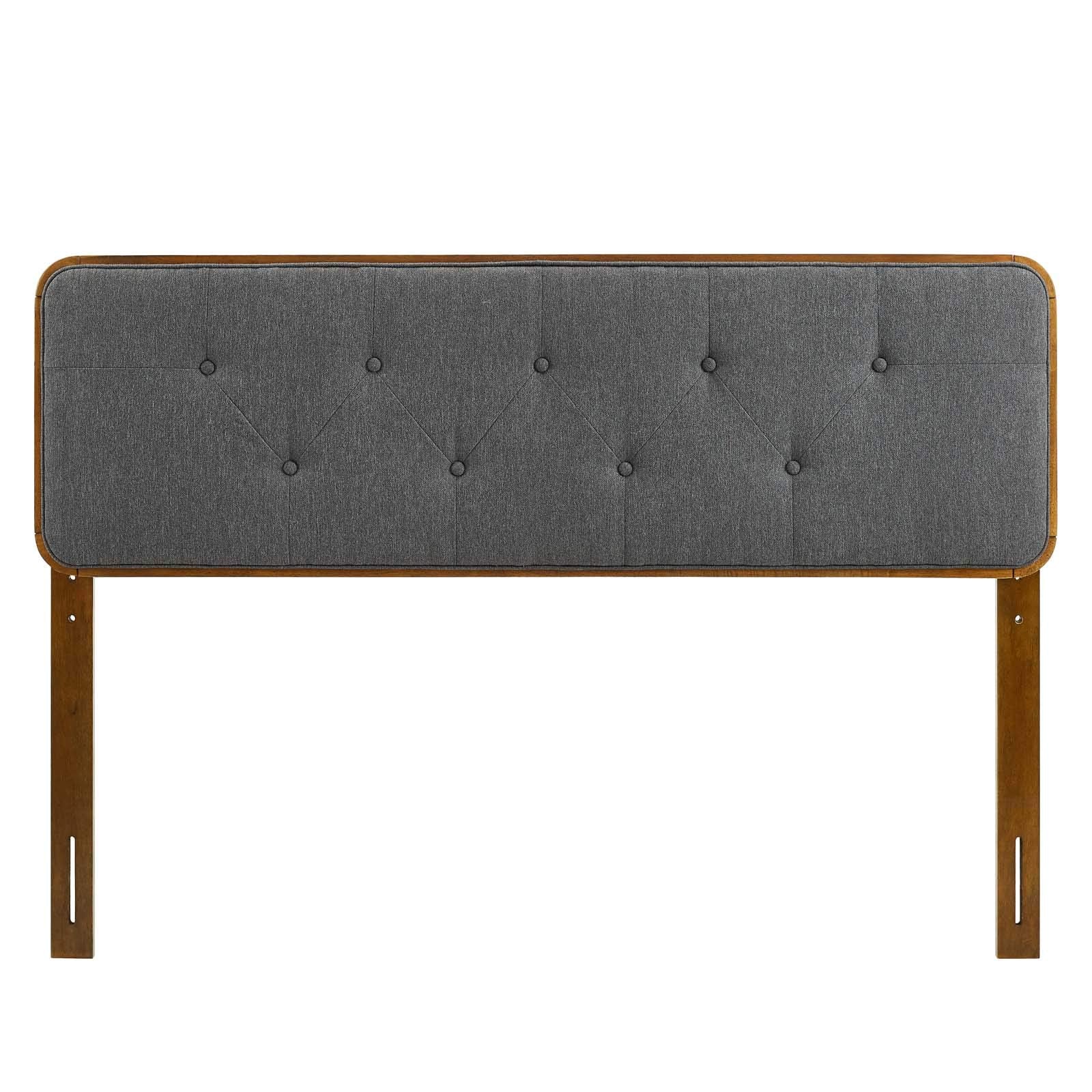 Modway Mod-6234-Wal-Cha Collins Tufted Queen Fabric And Wood Headboard, Walnut Charcoal