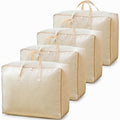 PLMMOUT 4 Pack Canvas Storage Bag with Zipper, Beige, 22.4 x 7.9 x 15 Inch