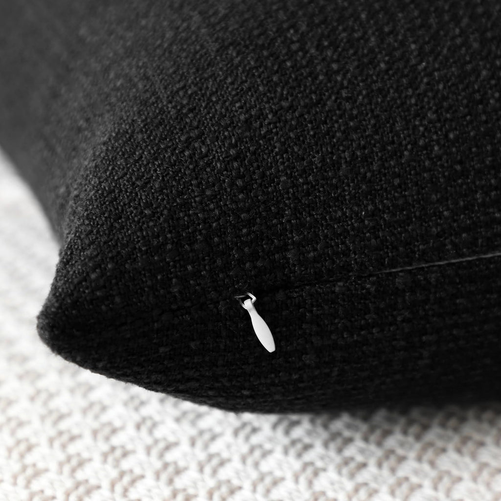 Otostar Linen Throw Pillow Covers Set Of 2 Decorative Square Pillowcases Cushion Covers 28X28 Inch For Home Decor Sofa Bedroom Car 70 X 70 Cm Black